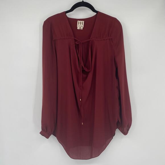 Haute Hippie Women's Silk Burgundy Red Draped Front Blouse Size Small - Picture 1 of 12